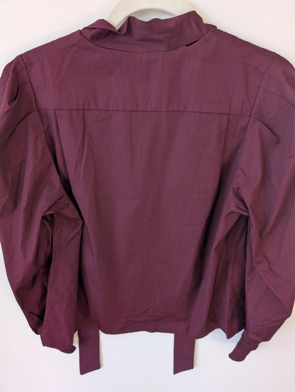 Madewell Neck Tie Button-Down Blouse in Deep Plum / Burgundy (Size M)